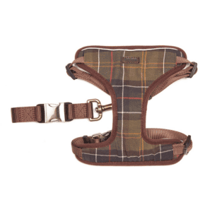 Barbour Tartan Dog Travel Harness in classic Barbour tartan, front view