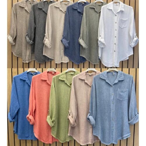 Ladies Washed Linen Shirt