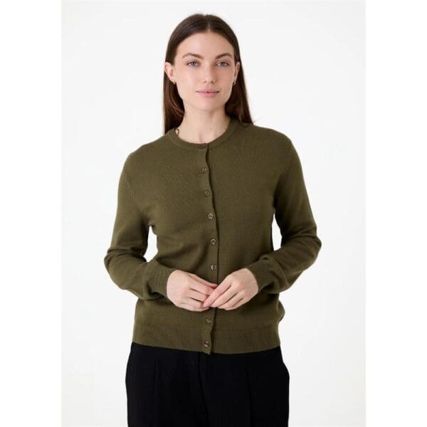 Ladies Cashmere Mix Crew Neck Cardigan - Image 3
