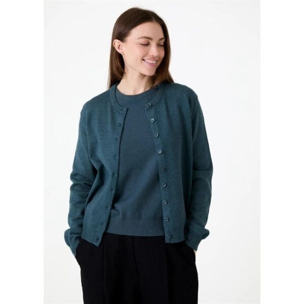 Ladies Cashmere Mix Crew Neck Cardigan - Image 2