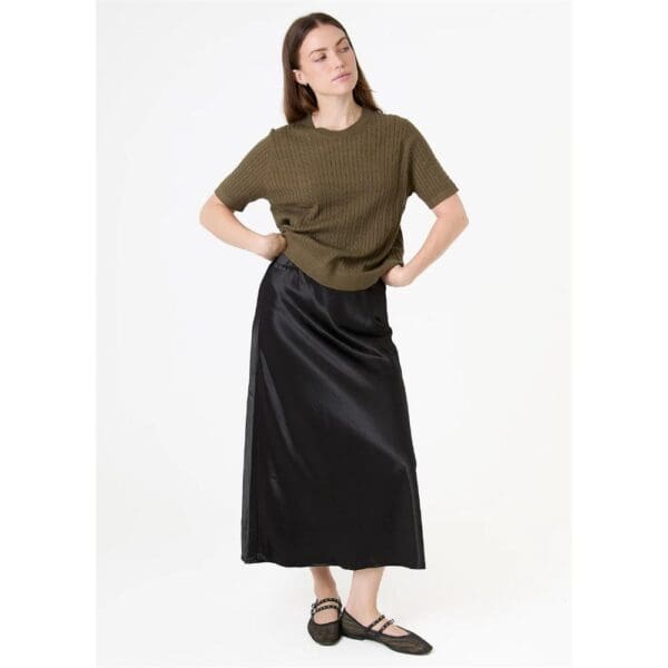 Ladies Cashmere Mix Cable Short Sleeve Jumper - Image 3