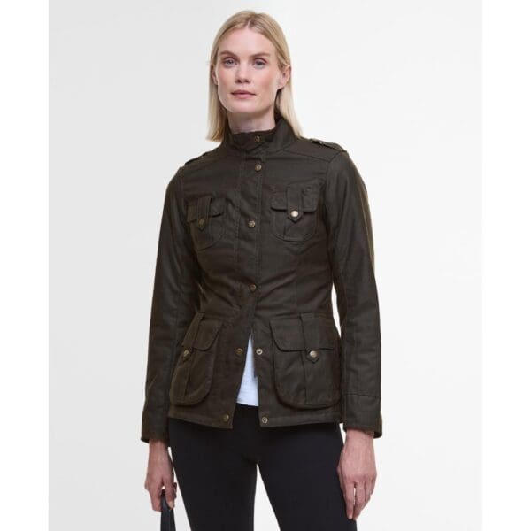 Barbour Ladies Winter Defence Wax Jacket - Image 2