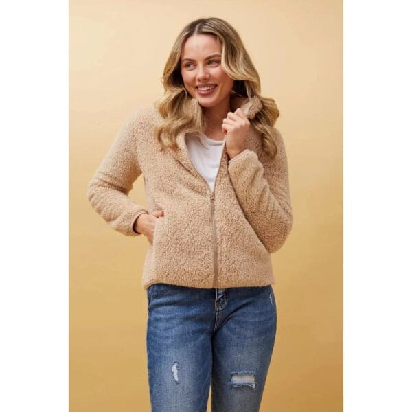 Ladies Faux Fur Zip Front Jacket - Image 2