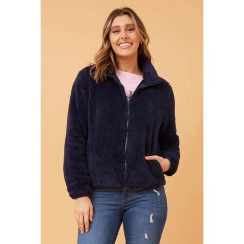 Ladies Faux Fur Zip Front Jacket