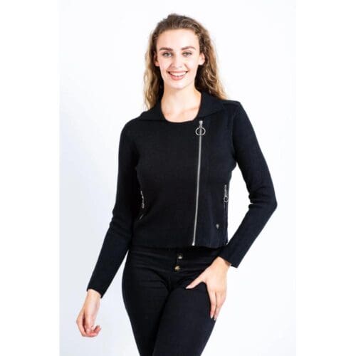 Ladies Knitted Biker Jacket