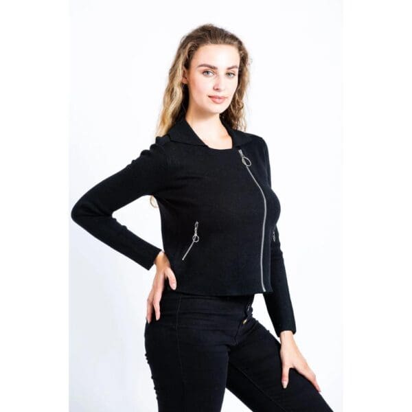 Ladies Knitted Biker Jacket - Image 2