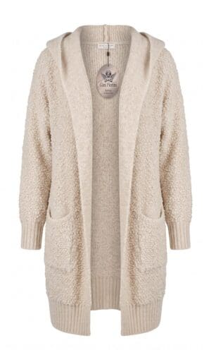 Ladies Hooded Boucle Long Cardigan 1