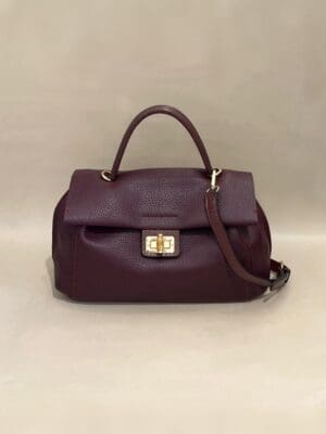 Grained Faux Leather Handbag with Turn Lock 2