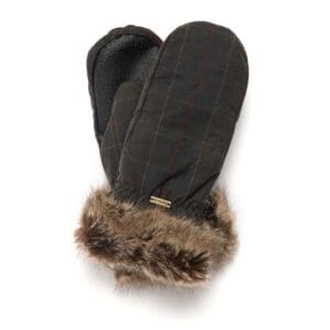 Barbour Ladies Wax Fur Trim Mittens