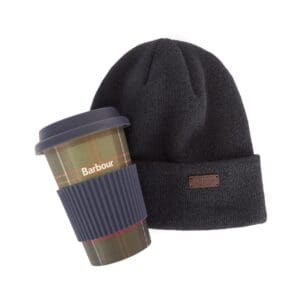 Barbour Classic Travel Mug & Beanie Gift Set