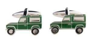 Green Land Vehicle Cufflinks Rhodium Plated (Custom)