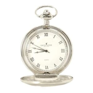 Silver & White Quartz Half Hunter Pocket Watch 1