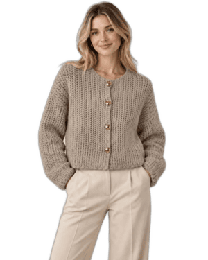 chunky knit cardigan taupe (Custom)